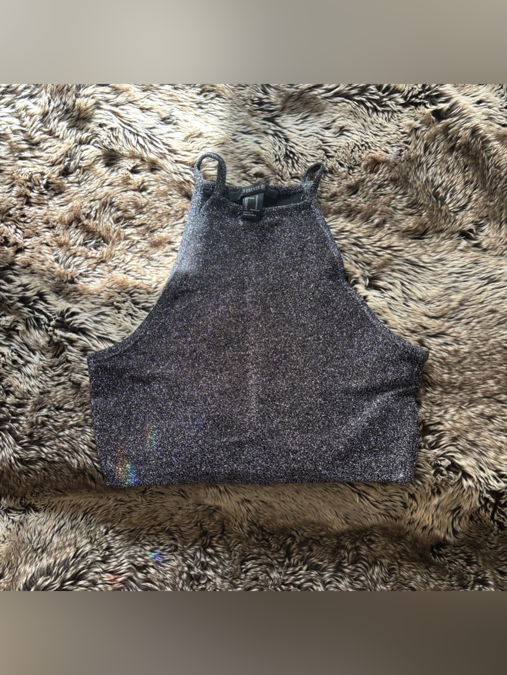 Forever 21 Shimmer Crop Top - Black